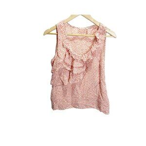 Halogen‎ Womens Sleeveless Shirt Size Medium Pink Ruffle Lightweight Flowy